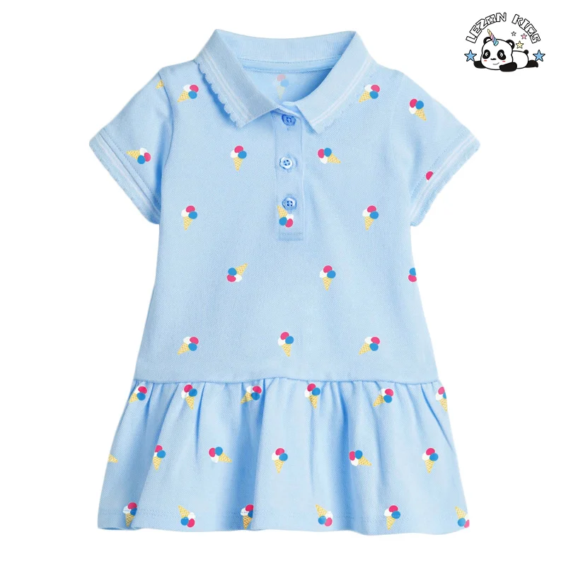 LEZONKIDS - High Quality Summer New Short Sleeved Children's Dress Knitted POLO Casual Girls Dresses